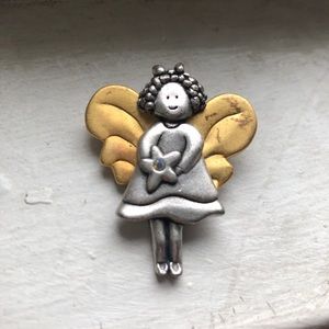 Vintage AJMC Gold Silver Angel Pin Brooch